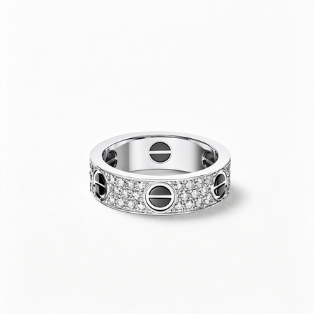 [Camiery] LOVE RING 5.5MM DIAMONDS PAVED CERAMIC
