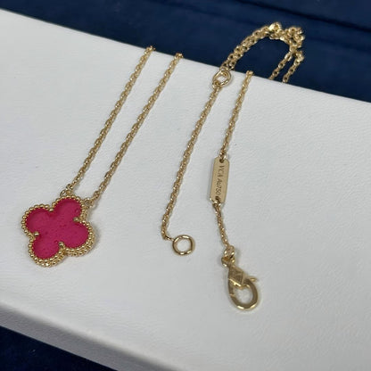 [Camiery] NEW CLOVER 15MM PINK ENAMEL NECKLACE
