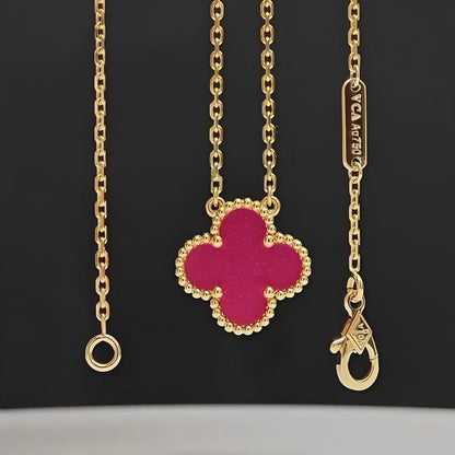 [Camiery] NEW CLOVER 15MM PINK ENAMEL NECKLACE