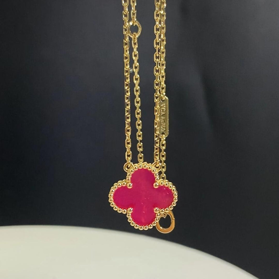 [Camiery] NEW CLOVER 15MM PINK ENAMEL NECKLACE