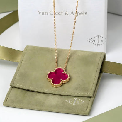 [Camiery] NEW CLOVER 15MM PINK ENAMEL NECKLACE