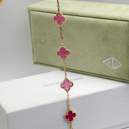 [Camiery]NEW CLOVER 5 MOTIFS PINK ENAMEL BRACELET