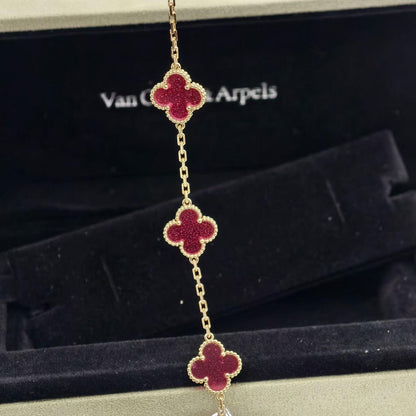 [Camiery]NEW CLOVER 5 MOTIFS PINK ENAMEL BRACELET
