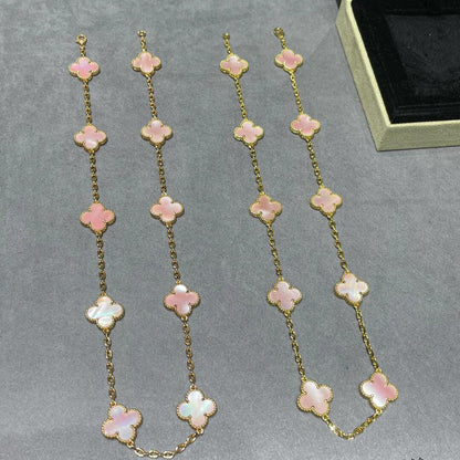 [Camiery]CLOVER 10 MOTIFS PINK MOP NECKLACE