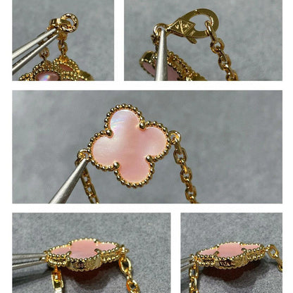 [Camiery]CLOVER 10 MOTIFS PINK MOP NECKLACE