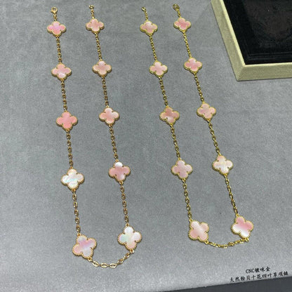 [Camiery]CLOVER 10 MOTIFS PINK MOP NECKLACE