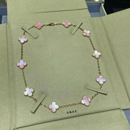 [Camiery]CLOVER 10 MOTIFS PINK MOP NECKLACE