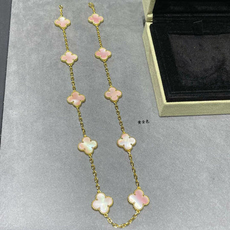 [Camiery]CLOVER 10 MOTIFS PINK MOP NECKLACE