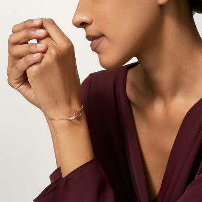 [Camiery] LOVE DOUBLE RING HALF DIAMOND BRACELET