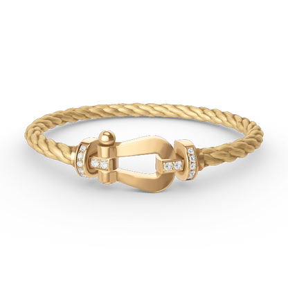 [Camiery]FORCE LARGE HORSESHOE HALF DIAMOND BRACELET GOLD