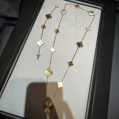 [Camiery]DETACHABLE CLOVER 15(11+4) FLOWER ROSE GOLD NECKLACE SET