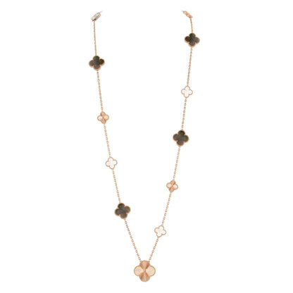 [Camiery]DETACHABLE CLOVER 15(11+4) FLOWER ROSE GOLD NECKLACE SET