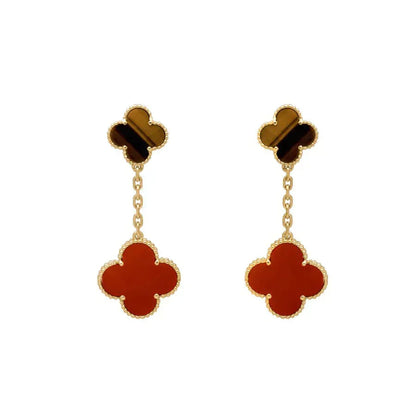 [Camiery]CLOVER  2 MOTIF  TIGER EYE CARNELIAN EARRINGS