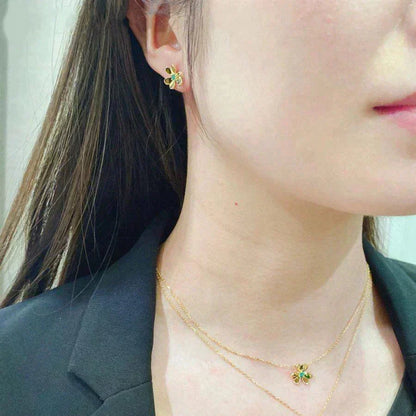 [Camiery]FRIVOLE  FLOWER MALACHITE EARRINGS
