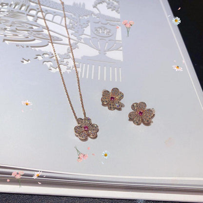 [Camiery]FRIVOLE PINK GOLD FLOWER DIAMOND EARRINGS