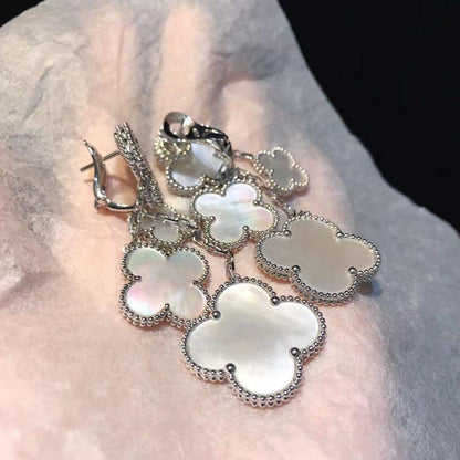 [Camiery]CLOVER EARRINGS WHITE MOP 4 MOTIFS SILVER