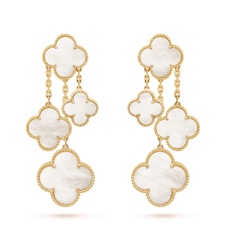 [Camiery]CLOVER EARRINGS WHITE MOP 4 MOTIFS GOLD