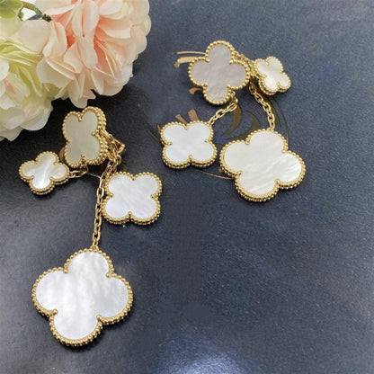 [Camiery]CLOVER EARRINGS WHITE MOP 4 MOTIFS GOLD