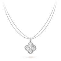 [Camiery]CLOVER 25MM SILVER FULL DIAMOND BIG CLOVER NECKLACE