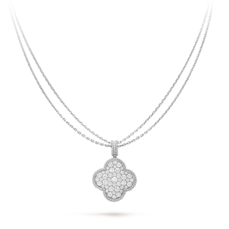 [Camiery]CLOVER 25MM SILVER FULL DIAMOND BIG CLOVER NECKLACE