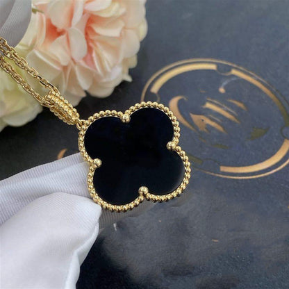 [Camiery]CLOVER 25MM GOLD ONYX BIG CLOVER NECKLACE