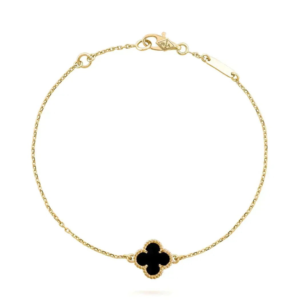 [Camiery]CLOVER ONYX SINGLE FLOWER BRACELET