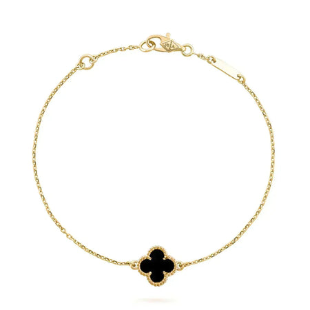 [Camiery]CLOVER ONYX SINGLE FLOWER BRACELET