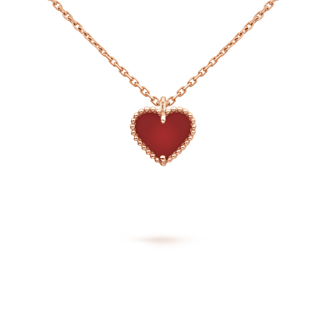 [Camiery]SWEET CLOVER CARNELIAN HEART NECKLACE