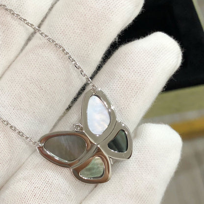 [Camiery]LARGE BUTTERFLY SILVER PENDANT DIAMOND NECKLACE
