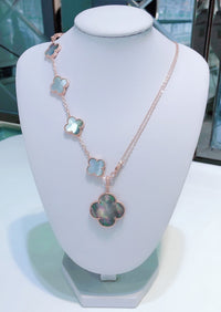 [Camiery]COMBINED BRACELET 5 MOTIFS AND NECKLACE DARK MOP ROSE GOLD