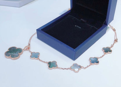 [Camiery]COMBINED BRACELET 5 MOTIFS AND NECKLACE DARK MOP ROSE GOLD