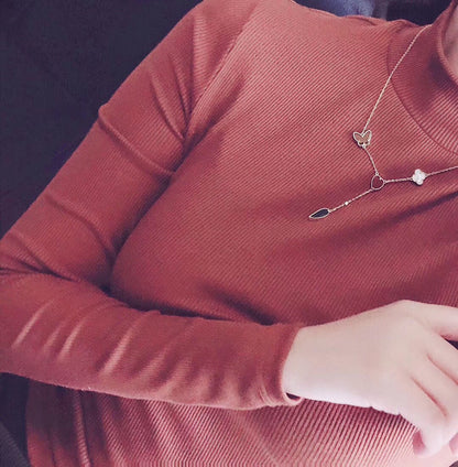 [Camiery]LUCKY SPRING 4 MOTIFS ROSE GOLD NECKLACE