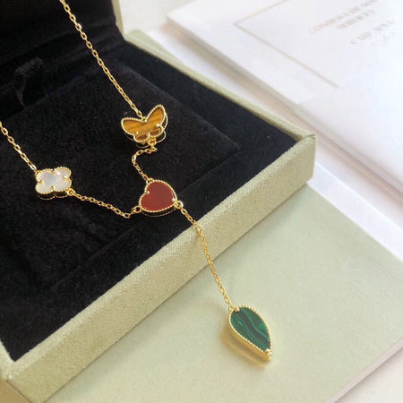 [Camiery]LUCKY SPRING 4 MOTIFS ROSE GOLD NECKLACE