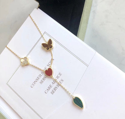[Camiery]LUCKY SPRING 4 MOTIFS ROSE GOLD NECKLACE