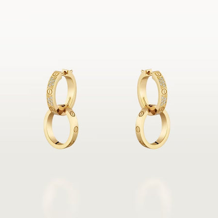 [Camiery] LOVE 3.3MM DANGLE HALF DIAMOND EARRINGS