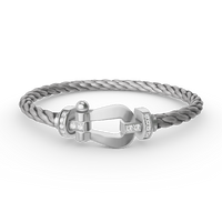 [Camiery]FORCE LARGE HORSESHOE HALF DIAMOND BRACELET SILVER