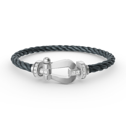 [Camiery]FORCE LARGE HORSESHOE HALF DIAMOND BRACELET SILVER
