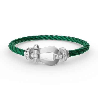 [Camiery]FORCE LARGE HORSESHOE HALF DIAMOND BRACELET SILVER